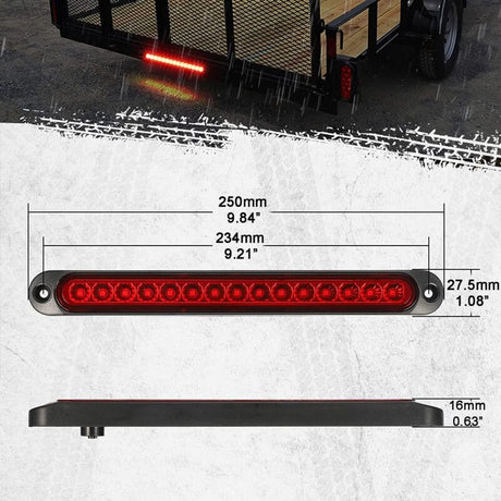 2 pcs 12-24V 15 LED Trailer Brake Tail Light Bar Waterproof Rear Lights Running Lights Identification Light For Offroad