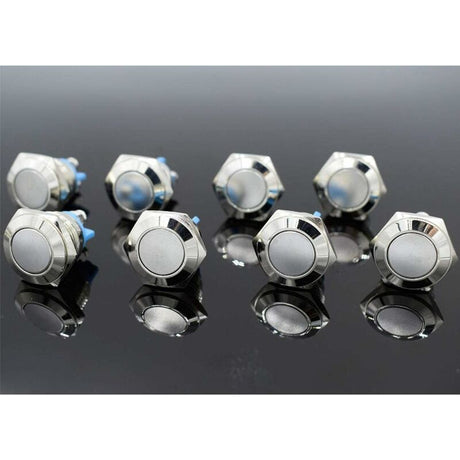 Momentary Metal Push Button Switch 12V 8 pcs 16Mm For Marine Waterproof Car Rv Truck Boat