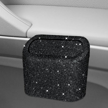 Car-Mounted Diamond-Encrusted Trash Can, Car Storage Bucket, Hanging Car Storage Bag, Creative Diamond-Encrusted Mini
