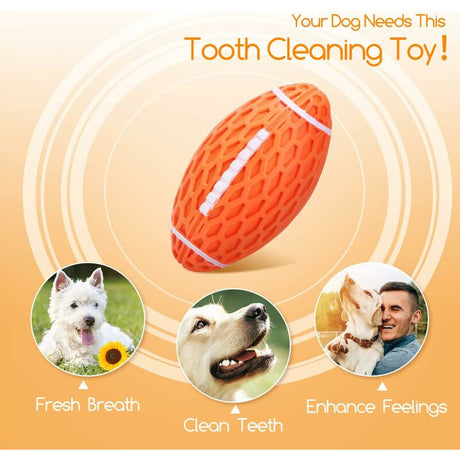 Dog Toy Ball, Squeaky Dog Ball, Indestructible Natural Rubber Rugby Dog Ball, Dog Chew Ball, Dog Toy With Dental