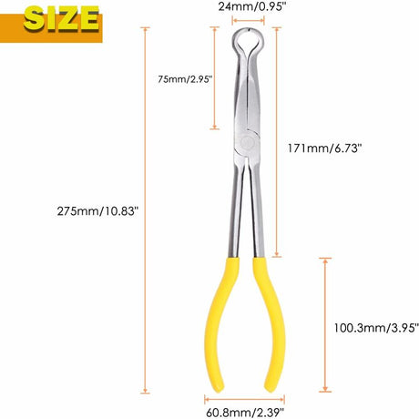 Long Reach Pipe Grip Pliers 11 Inch Ring Nose Pliers 3/5 Inch Diameter Pipe Pliers Offset Spark Plug Boot Removal