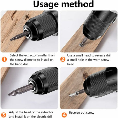 5 pcs Professional Screw Extractor Set, DAmaged Screw Extractor, High Speed Steel, For Defective Screws, Bolts And