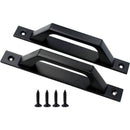 19.6Cm Wooden Handle Barn Door Pull Sliding Door Handle Carbon Steel (D Black)