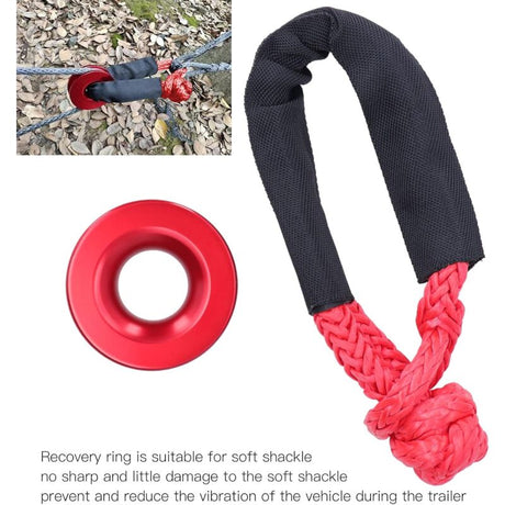Recovery Ring Set, Safe Synthetic Soft Shackle ROpe High Strength Anti-Rust For Atv For Truck For Car(Red)