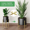 Plant Stand, Simple Style Metal Plant Shelf, Indoor And Outdoor Flower Pot Holder Adjustable Width For 20-30Cm Pots