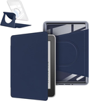 360° Rotating & Detachable Magnetic Case for 7" Kindle Paperwhite 12th Generation (2024)  – Auto Wake/Sleep, Hands-Free Stand, Clear Back Cover (Dark Blue)