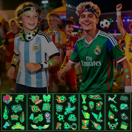 2026 World Cup Glow in the Dark Face Tattoos Waterproof Sweatproof Temporary Stickers 10 Sheets