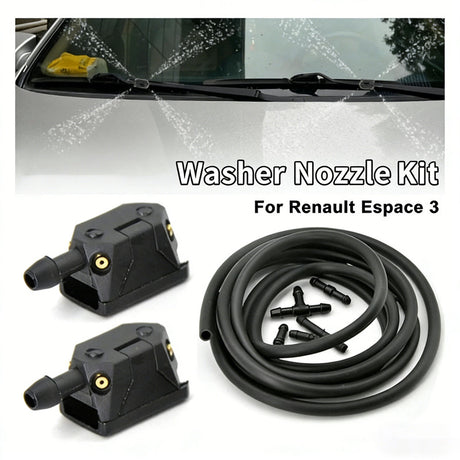 Adjustable 4-hole car wiper arm washer nozzle 8mm/9mm, compatible with Renault Espace 3 windshield washer retrofit.
