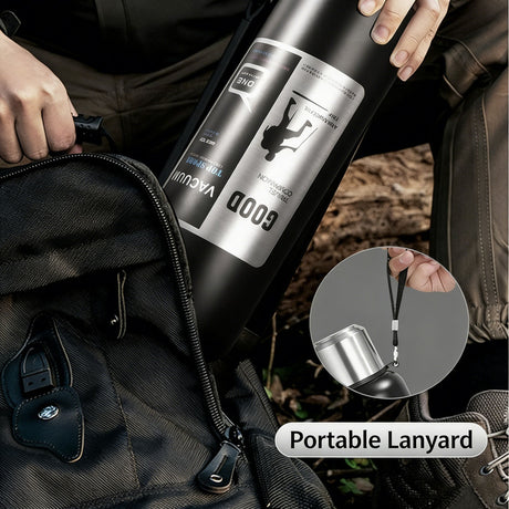 Antibacterial 316 Stainless Steel Vacuum Flask 600ml | Tea Infuser & Insulated Bottle for Hot/Cold Drinks (Black)