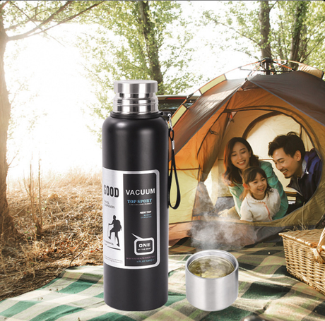 Antibacterial 316 Stainless Steel Vacuum Flask 600ml | Tea Infuser & Insulated Bottle for Hot/Cold Drinks (Black)