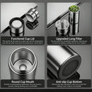 Antibacterial 316 Stainless Steel Vacuum Flask 600ml | Tea Infuser & Insulated Bottle for Hot/Cold Drinks (Black)