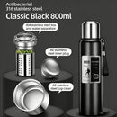 Antibacterial 316 Stainless Steel Vacuum Flask 800ml | Tea Infuser & Insulated Bottle for Hot/Cold Drinks (Black)