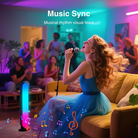 LED Light Bar, Music Sync RGB Light Bar, USB Ambient Lamp, Color Changing Gaming TV Backlight with Remote Control, 15 Dynamic Modes for Room