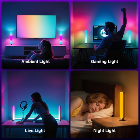 LED Light Bar, Music Sync RGB Light Bar, USB Ambient Lamp, Color Changing Gaming TV Backlight with Remote Control, 15 Dynamic Modes for Room