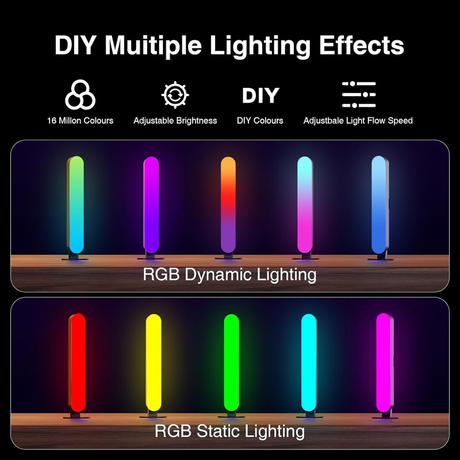 LED Light Bar, Music Sync RGB Light Bar, USB Ambient Lamp, Color Changing Gaming TV Backlight with Remote Control, 15 Dynamic Modes for Room