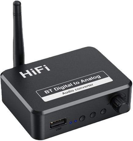Bluetooth Receiver - Bluetooth Receiver for Audio - BT 5.3 - SPDIF/Optical/RCA Output - B35T - Black
