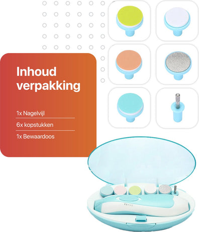 Smart-Tech Baby Electric Nail Files - Baby Nail Care - LED - Baby Nail Files - Blauw