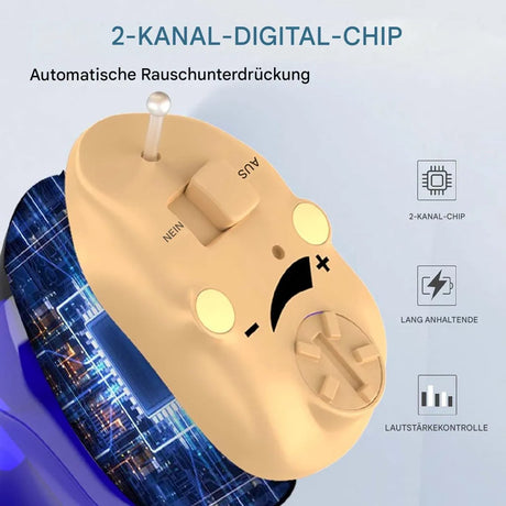 Hearing aids, wireless charging hearing aids, hearing aids with magnetic charging case, dual-channel digital in-ear hearing aids with noise reduction.