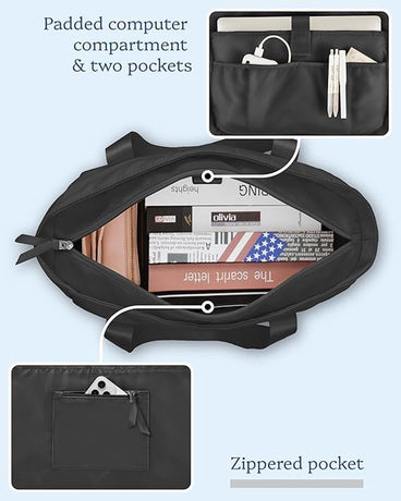 Waterproof shoulder bag for 16-inch laptops for women, ideal for work, school and travel.