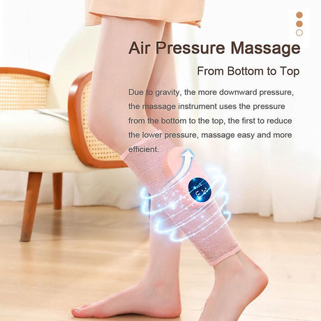 Leg massager - Calf massager - Leg massager for blood circulation -  Cordless massage - Air compression - Relieves leg pain - Adjustable intensity (grey)