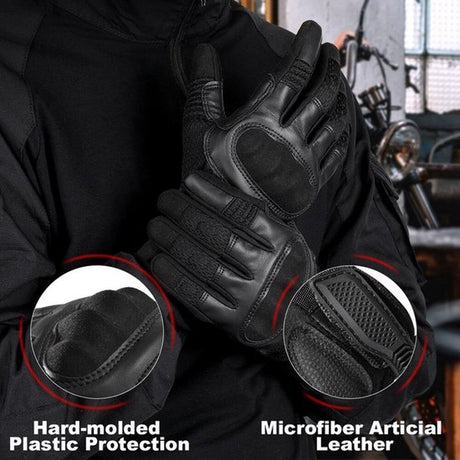 Breathable motorcycle gloves - Black - PU leather - Motorcycling gloves - Size XL - Touchscreen compatible - Protective