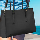 Wrapped Delights - Women's Large Black Shopper Handbag, Leather Shoulder Bag, Work Bag, Large Laptop Bag, Business School Bag (15.6 inches)