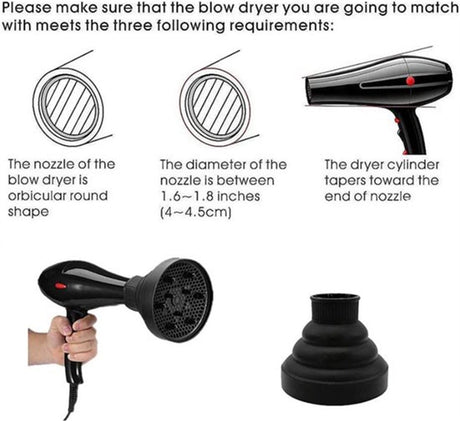 Universal Hair Dryer Diffuser Nozzle - Universal Silicone for Curls, Universal for Brushes