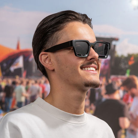 Lunettes de soleil carrées - Lunettes de soleil pour femmes - Lunettes Festival - Lunettes Rave - Lunettes - Monture épaisse - Black