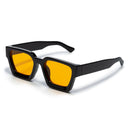 Square sunglasses - Women's sunglasses - Festival sunglasses - Rave sunglasses - Glasses - Thick frame - Black with orange lenses