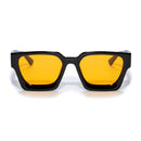 Square sunglasses - Women's sunglasses - Festival sunglasses - Rave sunglasses - Glasses - Thick frame - Black with orange lenses