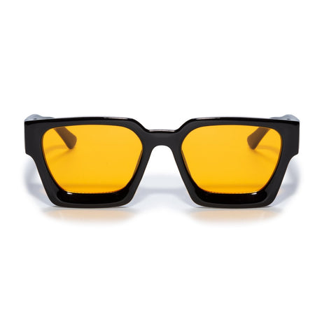 Square sunglasses - Women's sunglasses - Festival sunglasses - Rave sunglasses - Glasses - Thick frame - Black with orange lenses