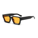 Square sunglasses - Women's sunglasses - Festival sunglasses - Rave sunglasses - Glasses - Thick frame - Black with orange lenses