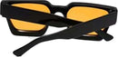 Square sunglasses - Women's sunglasses - Festival sunglasses - Rave sunglasses - Glasses - Thick frame - Black with orange lenses