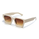 Square sunglasses - Women's sunglasses - Festival sunglasses - Rave sunglasses - Glasses - Thick frame - Beige with brown lenses