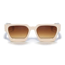 Square sunglasses - Women's sunglasses - Festival sunglasses - Rave sunglasses - Glasses - Thick frame - Beige with brown lenses