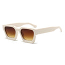 Square sunglasses - Women's sunglasses - Festival sunglasses - Rave sunglasses - Glasses - Thick frame - Beige with brown lenses