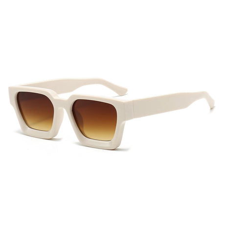 Square sunglasses - Women's sunglasses - Festival sunglasses - Rave sunglasses - Glasses - Thick frame - Beige with brown lenses