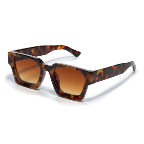 Square sunglasses - Women's sunglasses - Festival sunglasses - Rave sunglasses - Glasses - Thick frame - Leopard print with brown lenses