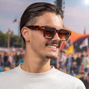 Square sunglasses - Women's sunglasses - Festival sunglasses - Rave sunglasses - Glasses - Thick frame - Leopard print with brown lenses