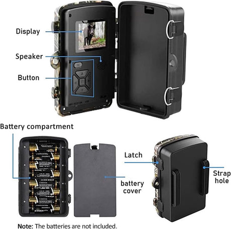 Rechargeable wildlife camera with night vision - 10 x 13.2 cm - IP66 waterproof - 1.3 m range - 1080p - 32 GB SD card included - For wildlife monitoring - For outdoor use