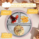 5-Piece Set - Children's Plate - Baby Plate in Stainless Steel - BPA-Free - Non-Slip - Unbreakable - Removable - Suitable for Children 1-3 Years Old - Includes Plate, Bowl, Cup, Fork, Spoon - Grass Green