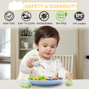 5-Piece Set - Children's Plate - Baby Plate in Stainless Steel - BPA-Free - Non-Slip - Unbreakable - Removable - Suitable for Children 1-3 Years Old - Includes Plate, Bowl, Cup, Fork, Spoon - Grass Green