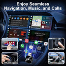 3-in-1 Wireless CarPlay Mirror Link Adapter (version 2026) compatible with iPhone/Apple/Android: automatic connection to your car's screen, dual Wi-Fi 2.4/5 GHz and Bluetooth 5.0, wired to wireless mode (iPhone compatible, 1 piece)