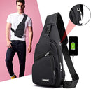 Fanny pack - Shoulder bag - With USB charging port - Men's - Chest bag - Anti-theft - Black