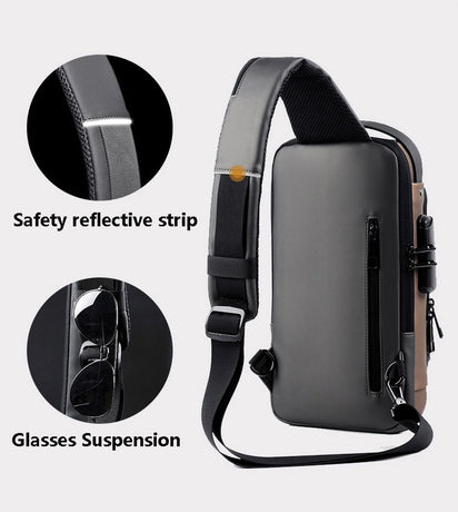 Shoulder Bag - Crossbody Bag - Men's and Women's - Waterproof - Anti-Theft - USB Port -