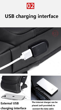 Shoulder Bag - Crossbody Bag - Men's and Women's - Waterproof - Anti-Theft - USB Port -