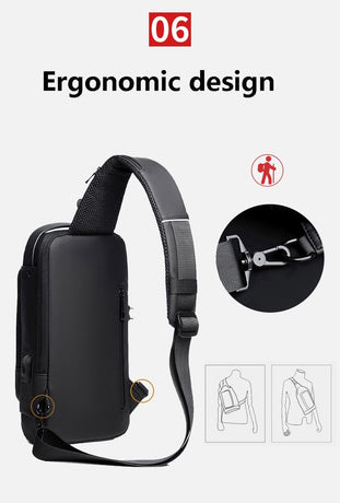 Shoulder Bag - Crossbody Bag - Men's and Women's - Waterproof - Anti-Theft - USB Port -