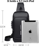 Shoulder Bag - Crossbody Bag - Men's and Women's - Waterproof - Anti-Theft - USB Port -