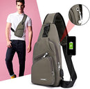 Fanny pack - Shoulder bag - With USB charging port - Men's - Chest bag - Anti-theft - Khaki