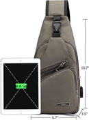 Fanny pack - Shoulder bag - With USB charging port - Men's - Chest bag - Anti-theft - Khaki